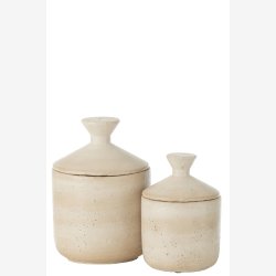 J-Line - Krukke Dekorativ Cementcreme Beige Stor 14x20cm