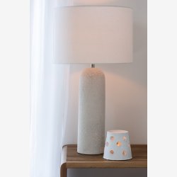 J-Line - Bordlampe Terracotta Hvid Keramik/Lert�j 38x38x68cm.