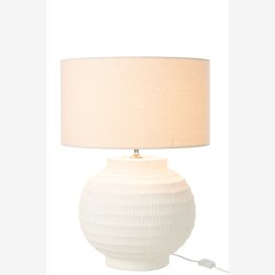 J-Line - Bordlampe Rund Terracotta Hvid Keramik/Lert�j 46x46x62cm.