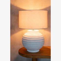 J-Line - Bordlampe Rund Terracotta Hvid Keramik/Lert�j 46x46x62cm.