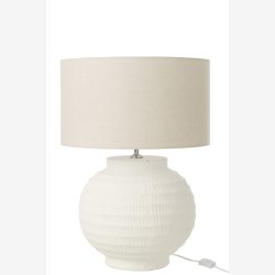 J-Line - Bordlampe Rund Terracotta Hvid Keramik/Lert�j 46x46x62cm.