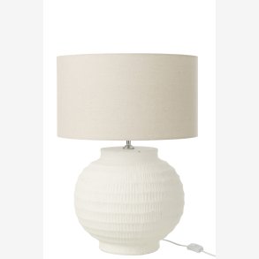 J-Line - Bordlampe Rund Terracotta Hvid Keramik/Lert�j 46x46x62cm.