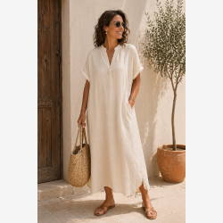 Tunika m. kant og lommer Sand Onesize