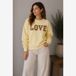 Marta Du Chateau - MdcJessa Sweatshirt - LOVE - Gul/Brun