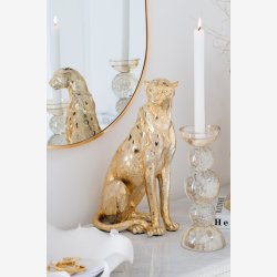 J-Line - Leopard Figur Guld Poly H: 60,5 L: 39 B: 25 cm. 