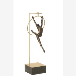 J-Line - Gymnast Kvinde Figur m/hoop ring svvende Guld/Sort H: 48 cm. 