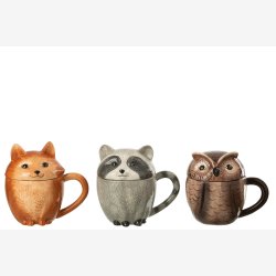 Krus m/lg Rv, Vaskebjrn eller ugle H: 13,5 B: 10 cm.  