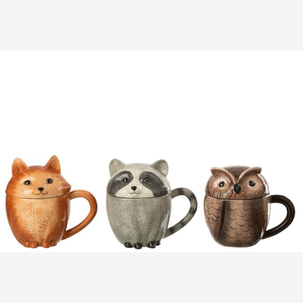 Krus m/lg Rv, Vaskebjrn eller ugle H: 13,5 B: 10 cm.  