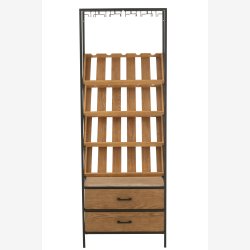 J-Line - Vin reol m/ 2 skuffer, glasholder og hylder til flasker Tr/Metal B: 60 D: 33 H: 169 cm. 