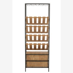 J-Line - Vin reol m/ 2 skuffer, glasholder og hylder til flasker Tr/Metal B: 60 D: 33 H: 169 cm. 