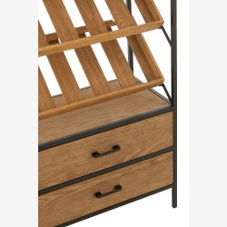 J-Line - Vin reol m/ 2 skuffer, glasholder og hylder til flasker Tr/Metal B: 60 D: 33 H: 169 cm. 