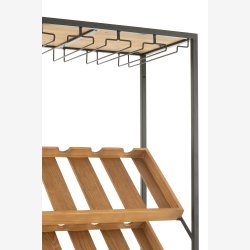 J-Line - Vin reol m/ 2 skuffer, glasholder og hylder til flasker Tr/Metal B: 60 D: 33 H: 169 cm. 