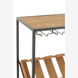 J-Line - Vin reol m/ 2 skuffer, glasholder og hylder til flasker Tr/Metal B: 60 D: 33 H: 169 cm. 