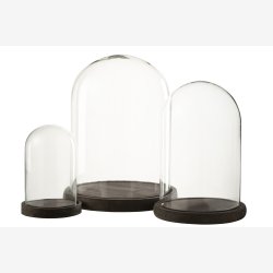 J-Line - Glaskuppel M�rkebrun 23x23x29cm.