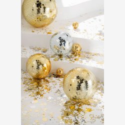 J-Line - Diskokugle/Spejlkugle Guld : 25 cm. 