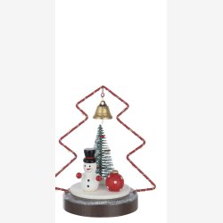 J-Line - Dekoration m/LED Batteri lys - Hjerte &amp; Bamse / Juletr &amp; Snemand H: 17 B: 13,5 D: 9,5 cm. 