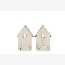 J-Line - Julekalender m/Batteri LED lys &amp; trklodser m/tal - tr H: 18 B: 9,5 D: 3,5 cm.