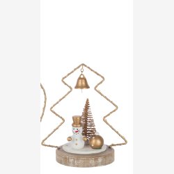 J-Line - Dekoration m/LED Batteri lys - Hjerte &amp; Bamse / Juletr &amp; Snemand H: 17 B: 13,5 D: 9,5 cm. 