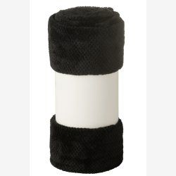 J-Line - Plaid "SNUGGLE" Bld Plysset Fleece 170 x 130 cm. Sort