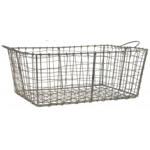 Ib Laursen | Fil de fer kurv i zink look L52 B38 H17,5cm.