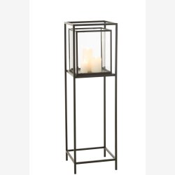 J-Line - Lanterne/Hurricane p stativ Sort jern H: 100 30 x 30 cm. 
