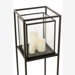 J-Line - Lanterne/Hurricane p stativ Sort jern H: 100 30 x 30 cm. 