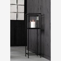 J-Line - Lanterne/Hurricane p stativ Sort jern H: 100 30 x 30 cm. 