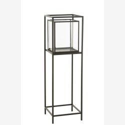 J-Line - Lanterne/Hurricane p stativ Sort jern H: 100 30 x 30 cm. 