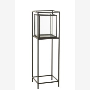 J-Line - Lanterne/Hurricane p stativ Sort jern H: 100 30 x 30 cm. 