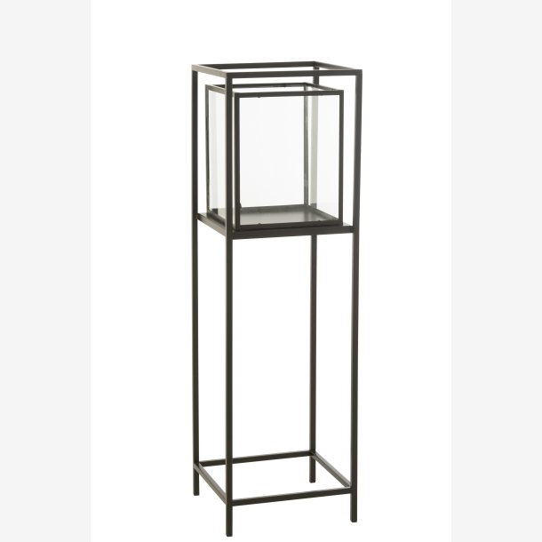 J-Line - Lanterne/Hurricane p stativ Sort jern H: 100 30 x 30 cm. 