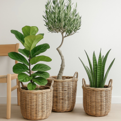 My Cozy House - Rattan plantekurve i natur - 3 stk.