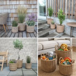 My Cozy House - Rattan plantekurve i natur - 3 stk.