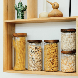 Sobczyk - Opbevaringsb�tter i glas med tr�l�g - 5 pak 1 x stor - 1 x mellem - 2 x sm�