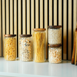 Sobczyk - Opbevaringsb�tter i glas med tr�l�g - 5 pak 1 x stor - 1 x mellem - 2 x sm�