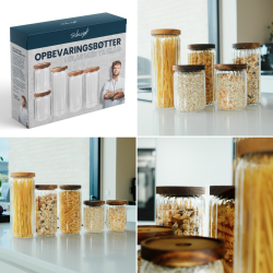 Sobczyk - Opbevaringsb�tter i glas med tr�l�g - 5 pak 1 x stor - 1 x mellem - 2 x sm�