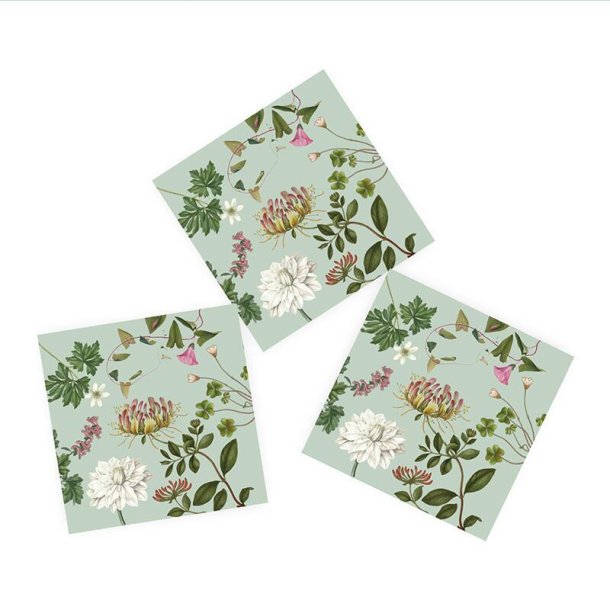 Koustrup &amp; Co - Servietter m. blomster Gr�n 20 stk. 