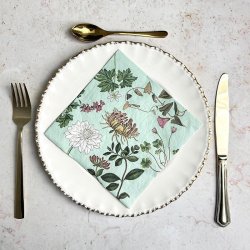Koustrup &amp; Co - Servietter m. blomster Gr�n 20 stk. 