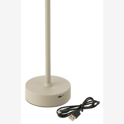 J-Line - Bordlampe LED Batteri Metal Taupe 11,5x11,5x37cm.