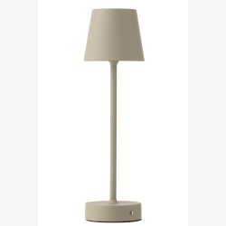 J-Line - Bordlampe LED Batteri Metal Taupe 11,5x11,5x37cm.