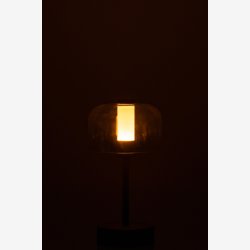 J-Line - Bordlampe m/klar sk�rm LED Batteri Metal Sort 13x13x24cm.