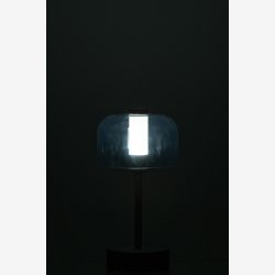 J-Line - Bordlampe m/klar sk�rm LED Batteri Metal Sort 13x13x24cm.