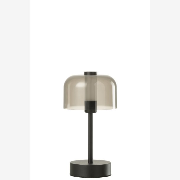 J-Line - Bordlampe m/klar sk�rm LED Batteri Metal Sort 13x13x24cm.