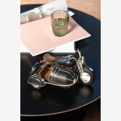 J-Line - Motorcykel m/ur metal sort H: 12 L: 26 B: 17,5 cm.