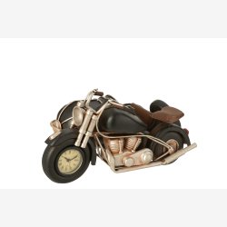 J-Line - Motorcykel m/ur metal sort H: 12 L: 26 B: 17,5 cm.