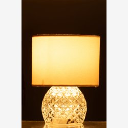 J-Line - LED Batteri Bordlampe Glas Transparent 17,2x17,2x23cm.