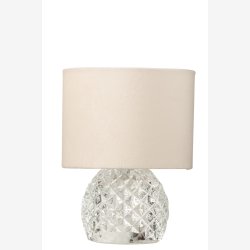 J-Line - LED Batteri Bordlampe Glas Transparent 17,2x17,2x23cm.