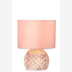 J-Line - LED Batteri Bordlampe Glas Pink 17,2x17,2x23cm.