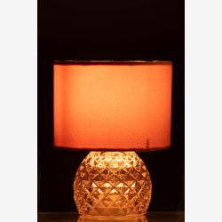 J-Line - LED Batteri Bordlampe Glas Pink 17,2x17,2x23cm.