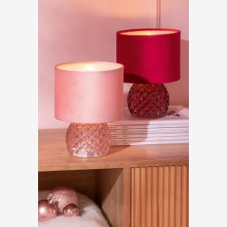 J-Line - LED Batteri Bordlampe Glas Pink 17,2x17,2x23cm.