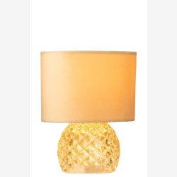  J-Line - LED Batteri Bordlampe Glas Guld 17,2x17,2x23cm.